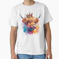 Scottish Highland Cow Wearing a Royal Crown Colorful Watercolor by MaedK