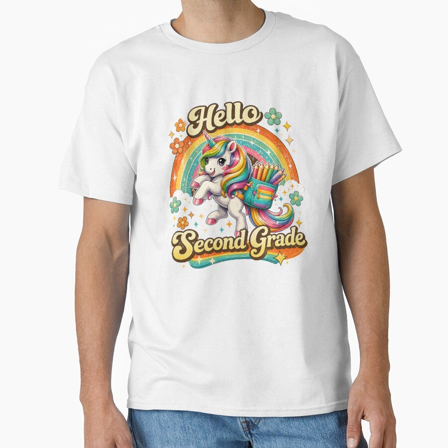 Hello 2nd Grade Back to School Unicorn Teacher Kids Girls by QuiteOrbit