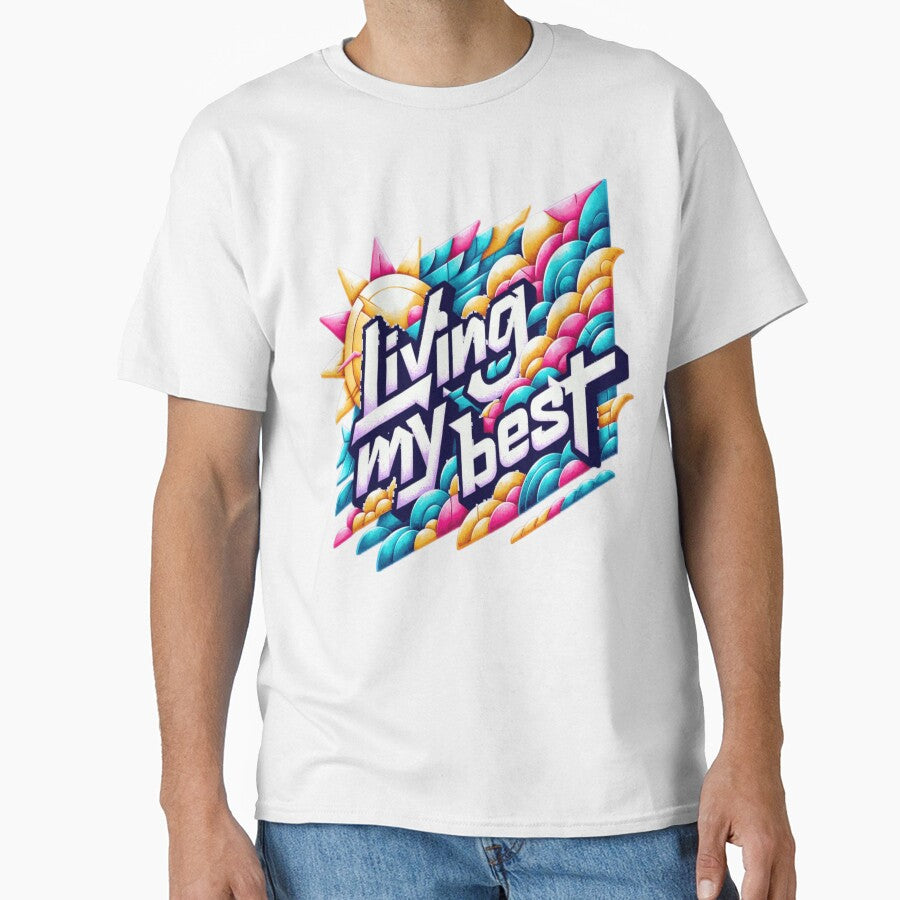 Vibrant Sunburst Living My Best Pop Art Typography by StacyReicherArt