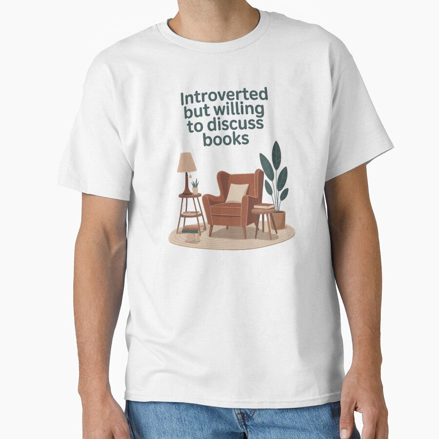 Introverted But Willing to Discuss Books – Minimalist Introvert Reader T-Shirt by ImaginedSpace7