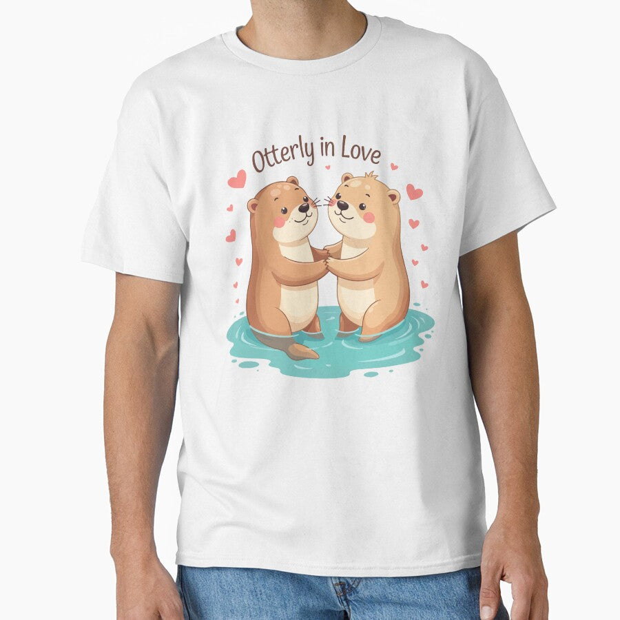 Otterly In Love - Cute Otter Couple Holding Hands Funny Valentine Pun by Design-Pro-21