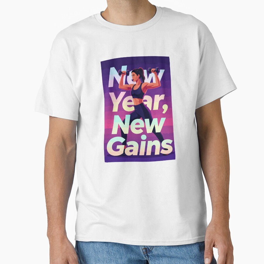New Year New Gains - Female Fitness Motivation 2026 Women Weightlifting Gym Art by Design-Pro-21
