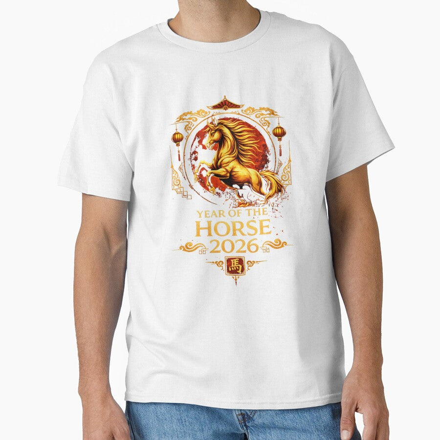 Year of the Horse 2026 Chinese New Year Shirt – Gold Zodiac Horse Lunar New Year Gift by smilup