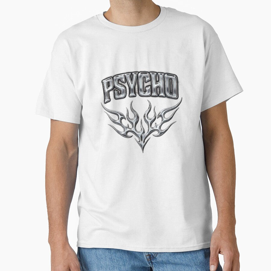 PSYCHO Chrome Tribal Y2K Aesthetic – Edgy Grunge Design by Pickmash
