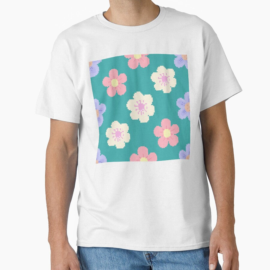 Pastel Pixel Floral Seamless Pattern by HappySunday001