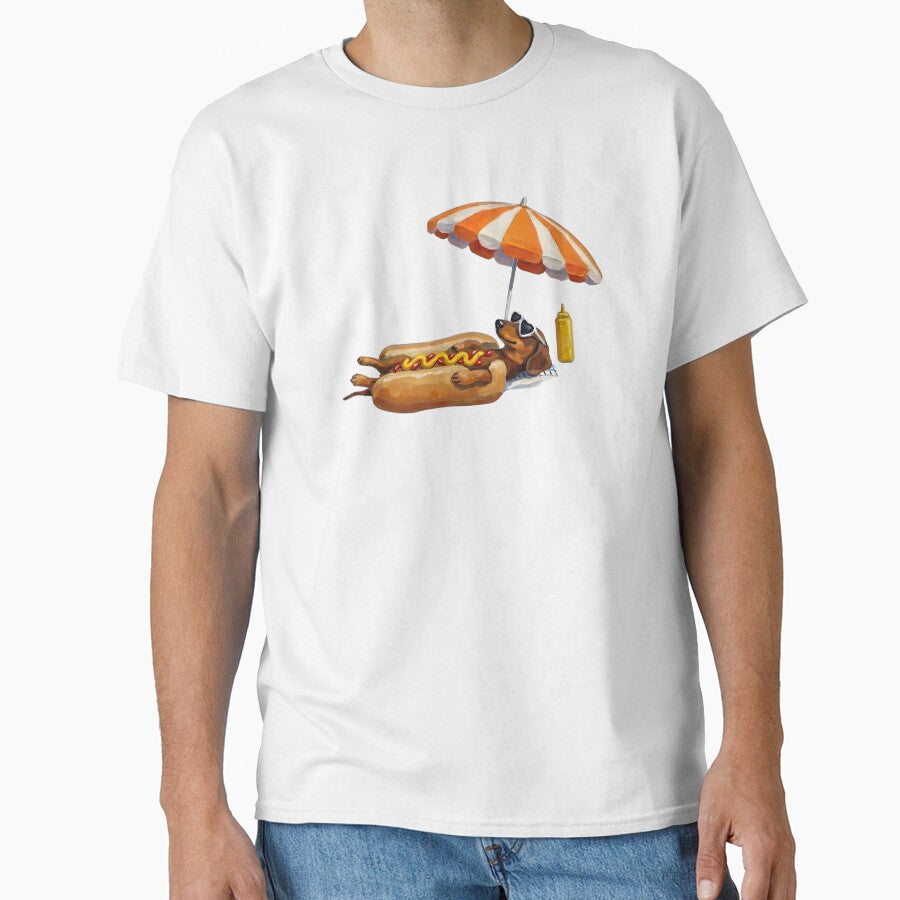 Hot Dog On Beach Dachshund Summer Wiener Dog Funny Pun by VGAfanatic