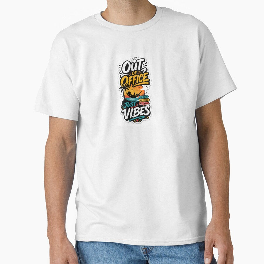 Out of Office Just Vibes Retro Sunset Sticker by Stickershutter