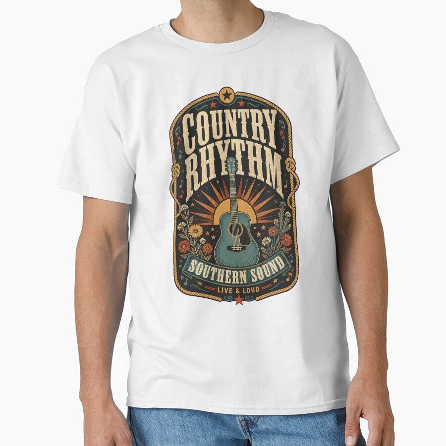 Nashville Country Music City Oversized Graphic Casual Band Short Sleeve Rock Roll Tops by Kiwno-Q