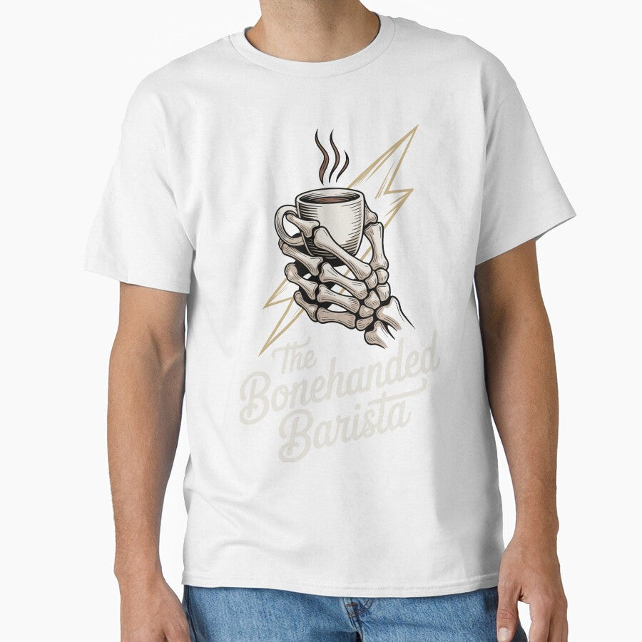 Bonehanded Barista Skeleton Holding Cup Logo - Dark by Bonehanded