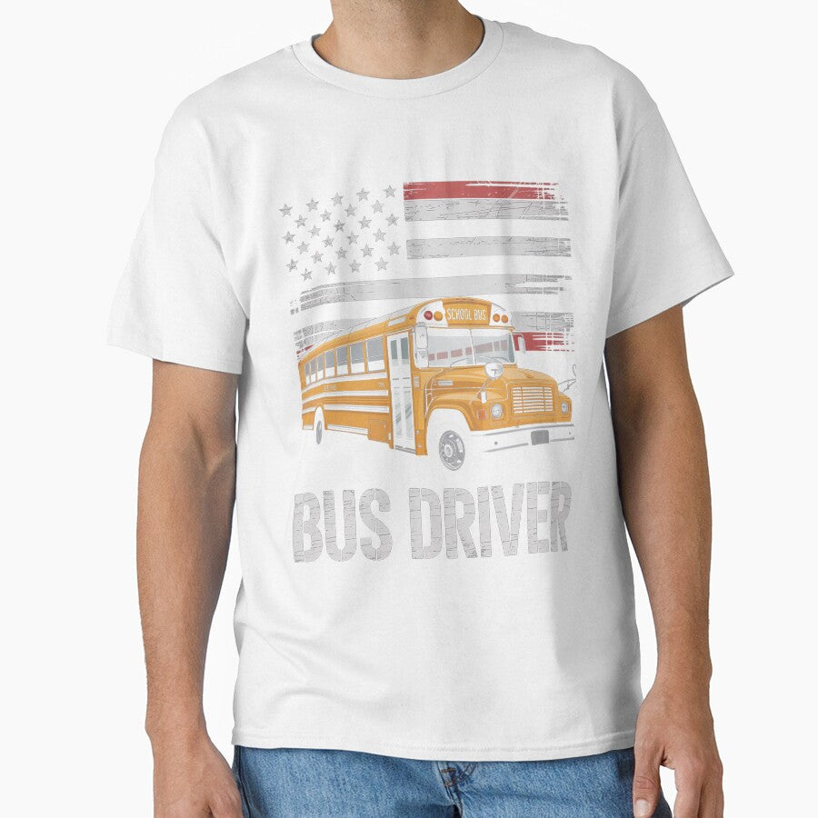 School Bus Driver Usa American Flag Bus Driver Gift by nicomitchell