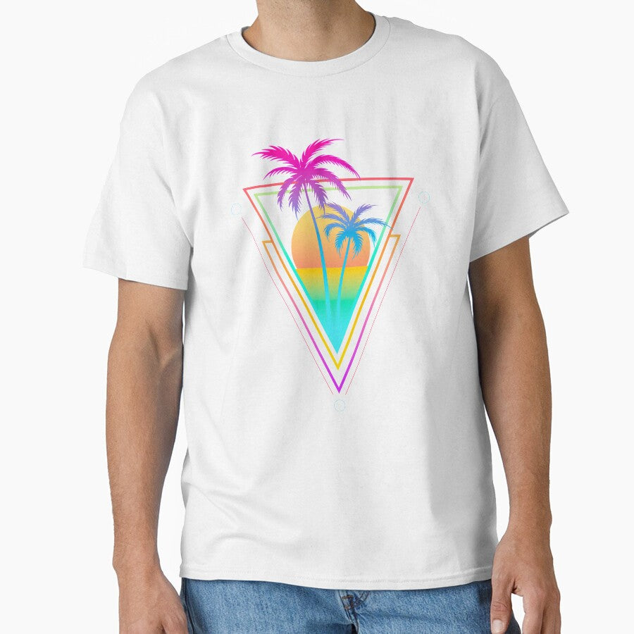 Retro 1980s 1990s Vaporwave Palm Trees Sunset Beach Surf Art by Hitagivapor