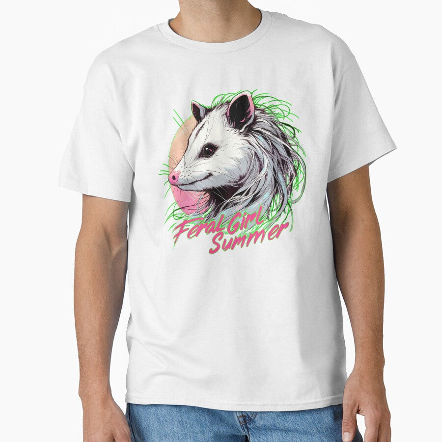 Feral Girl Summer Vibes Opossum Vaporwave by TomFrontierArt