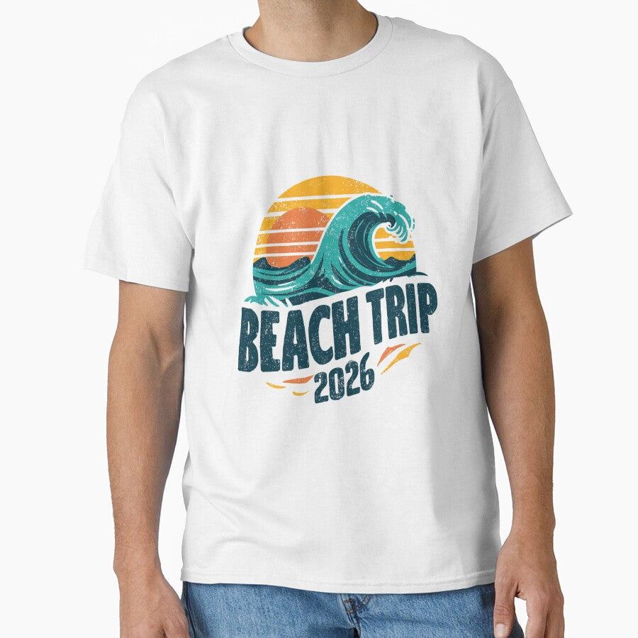 Beach Trip 2026 Retro Sunset Wave Summer Adventure Group Design by StickerHavenn