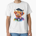 Cute Scottish Highland Cow Calf Graduation Colorful Watercolor by MaedK