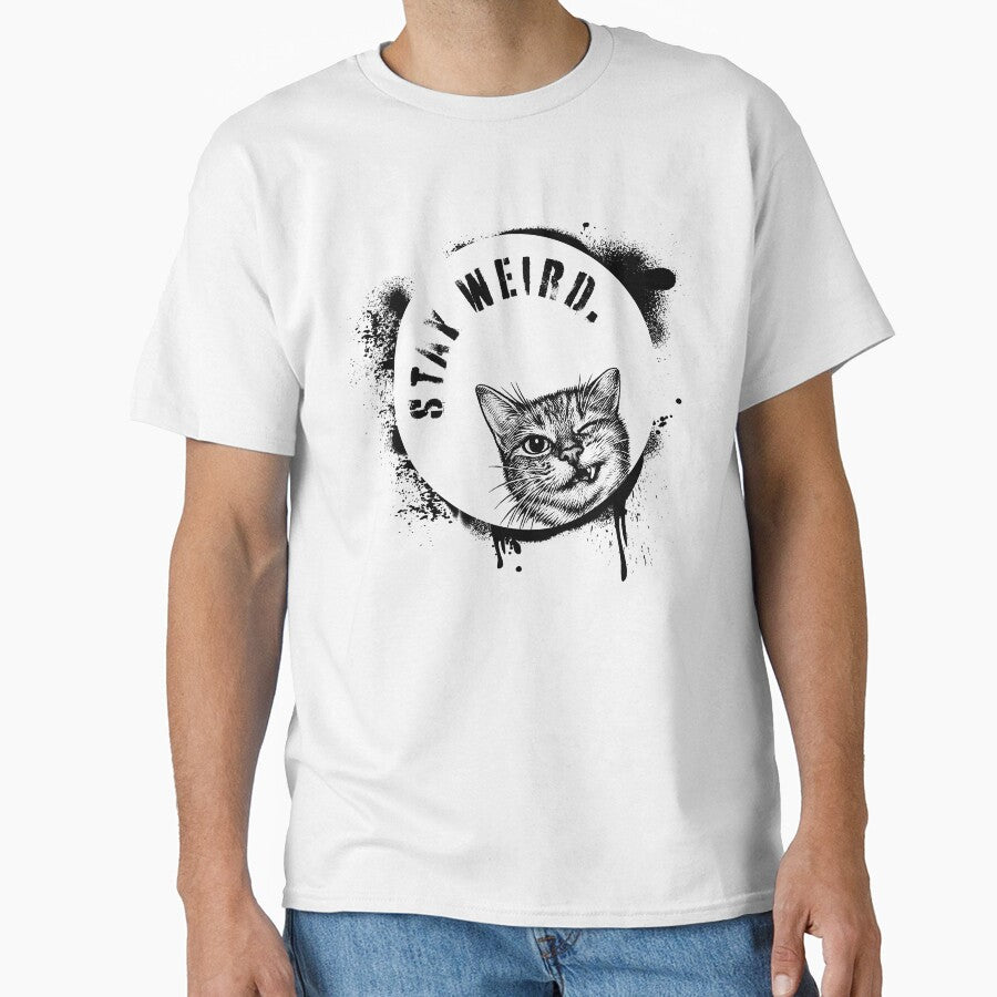 Stay Weird Cat Halftone Grid Illustration by CreareAT