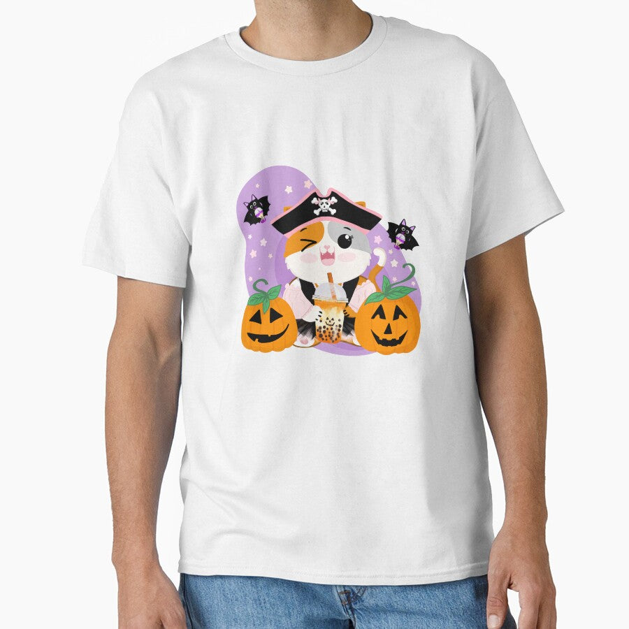 Bubble Tea with Pirate Kawaii Cat Halloween Fun by daphsam