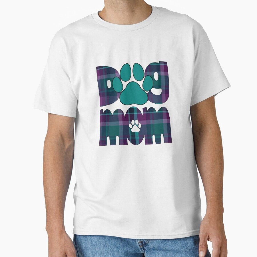 Dog Mom Purple Blue Turquoise Teal  Plaid by HeidiMyersArt