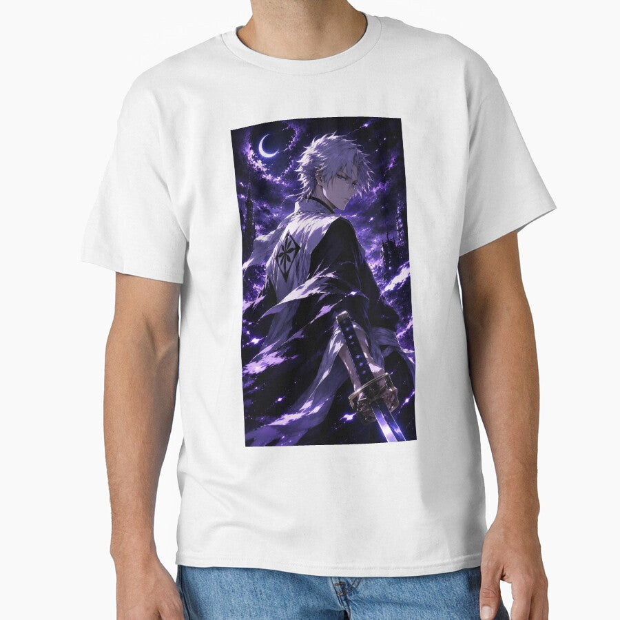 Hitsugaya Toshiro |Moonlit Soul Reaper Warrior | Dark Fantasy Katana Anime Art Purple Night Aesthetic by Dyan4