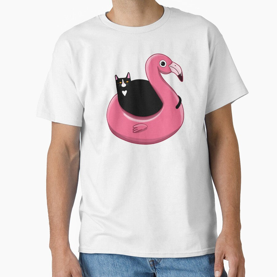 Kitty on a Flamingo Floatie by KilkennyCat Art