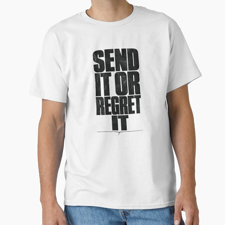 Send It or Regret It Brutalist Climbing Typography Tee Sticker Rock Climber Gift by sharifex