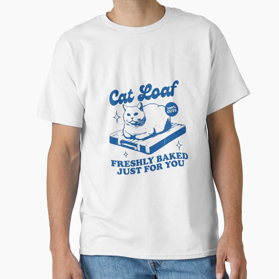 Cat Loaf Retro Illustration — Funny Bakery Inspired Blue Cat Art by Colorful-Garden