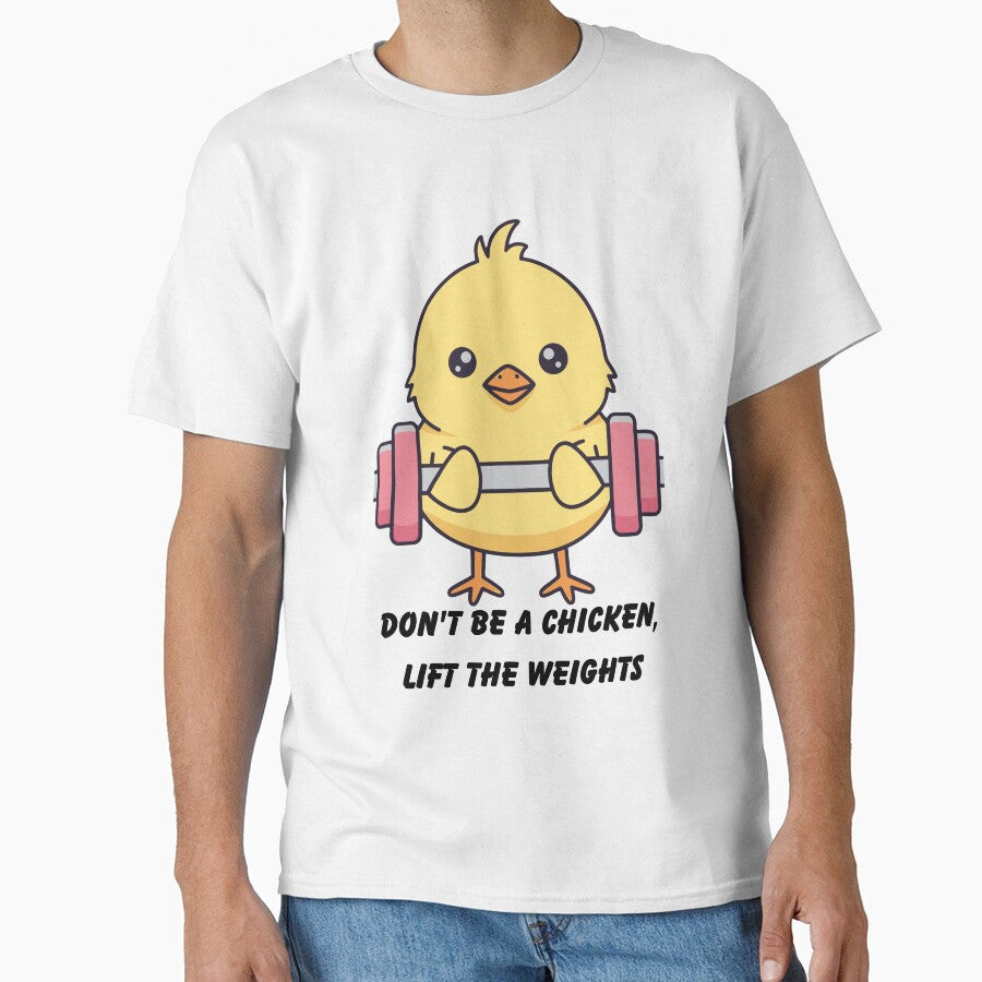 Funny Gym Motivation Tee | Don't Be A Chicken Workout Shirt | Unisex Fitness Apparel by Henrysink
