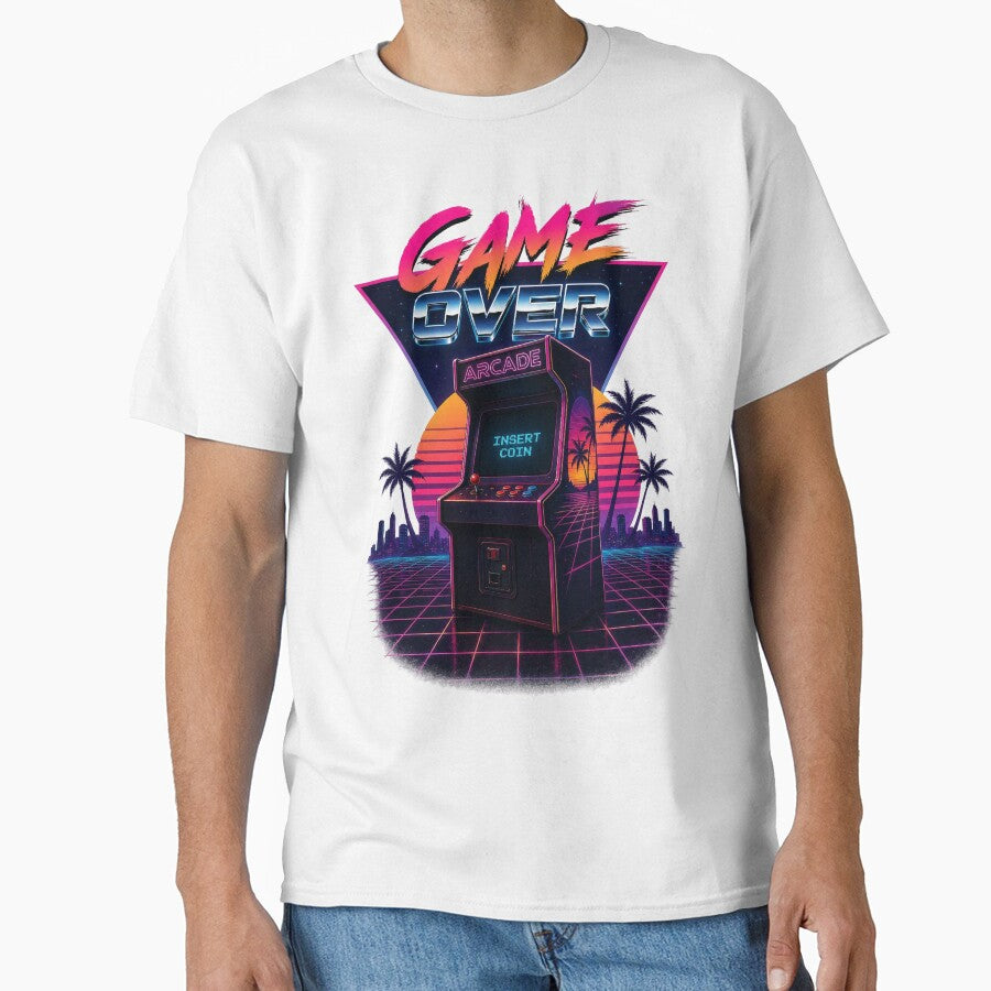 Game Over Retro Arcade Insert Coin Synthwave Gamer Design. by The-T-In-Retro