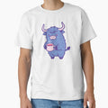 Coffee Highland Cow holding a mug, textured pastel illustration by Magnificent Lizard