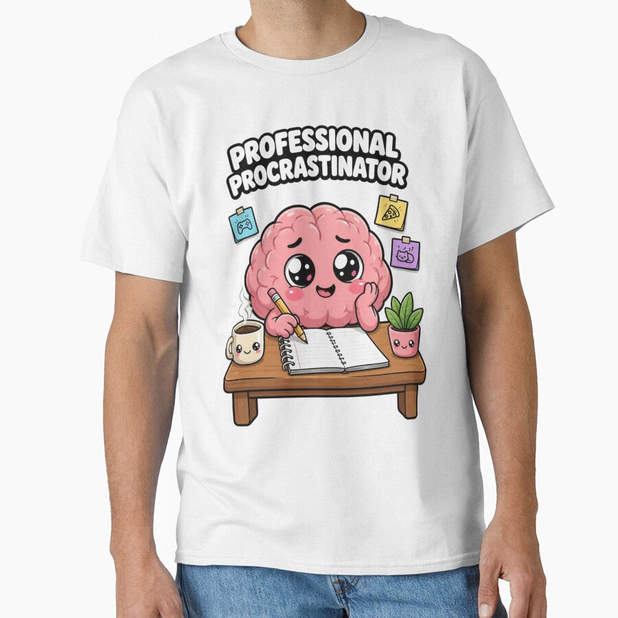 Professional Procrastinator – Cute Funny Brain Cartoon Sticker by Kiinaaa