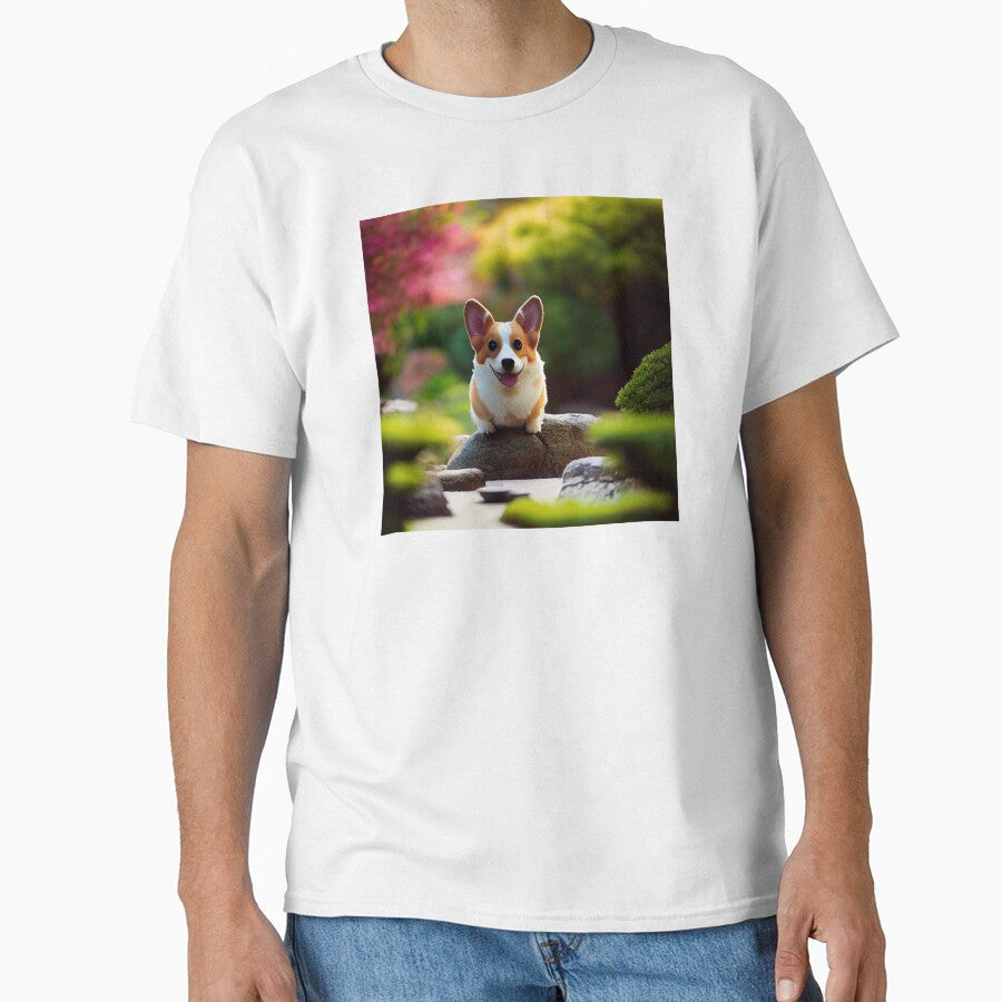 happa corgi sitting in a japanese garden by Aliveforfun