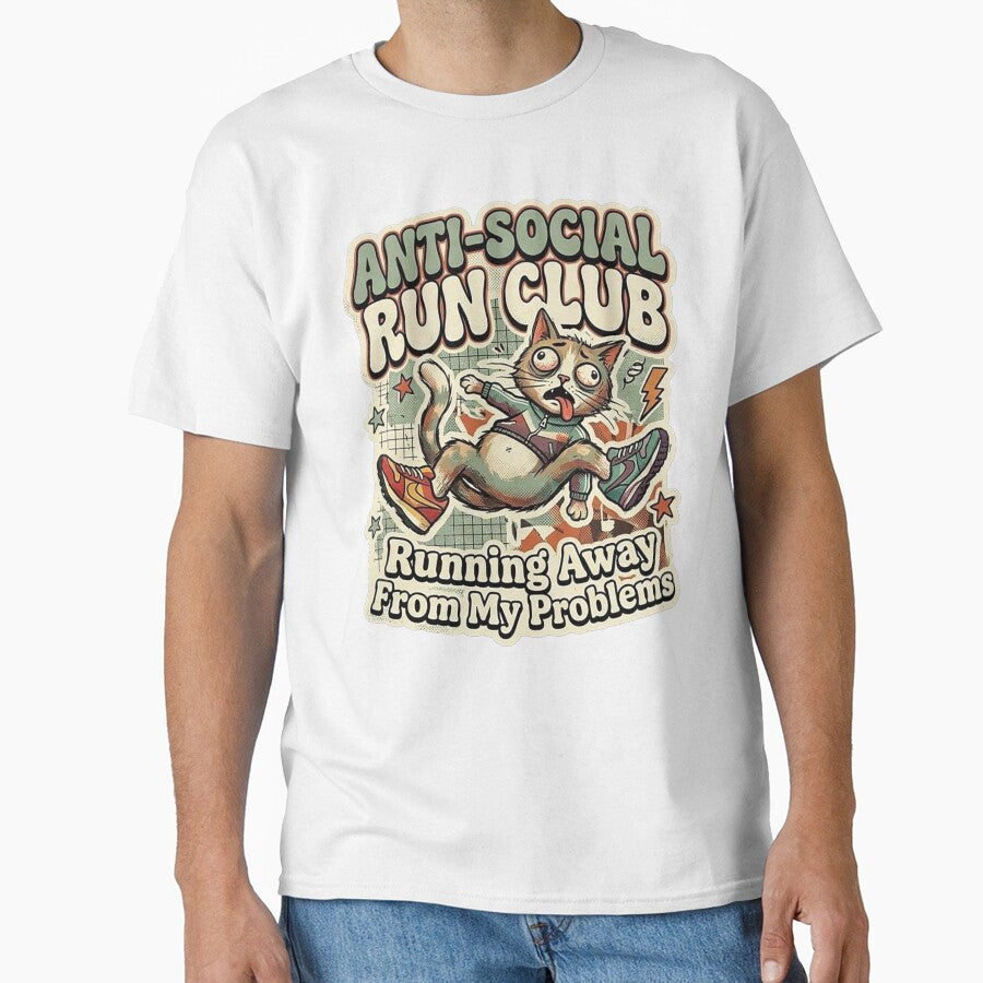 Anti-Social Run Club Funny Exhausted Cat by GrabaHuk