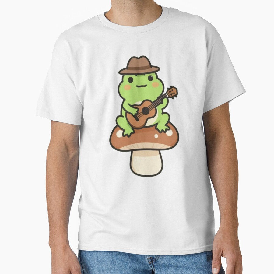 Whimsical Frog – Mushroom Guitar Serenade by Dogandesighn