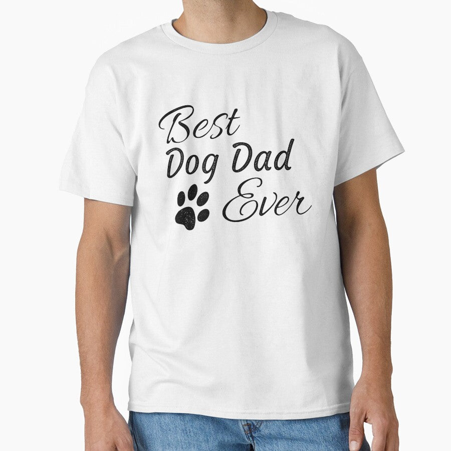 Best Dog Dad Ever Calligraphy Paw Print by SoyLamderma