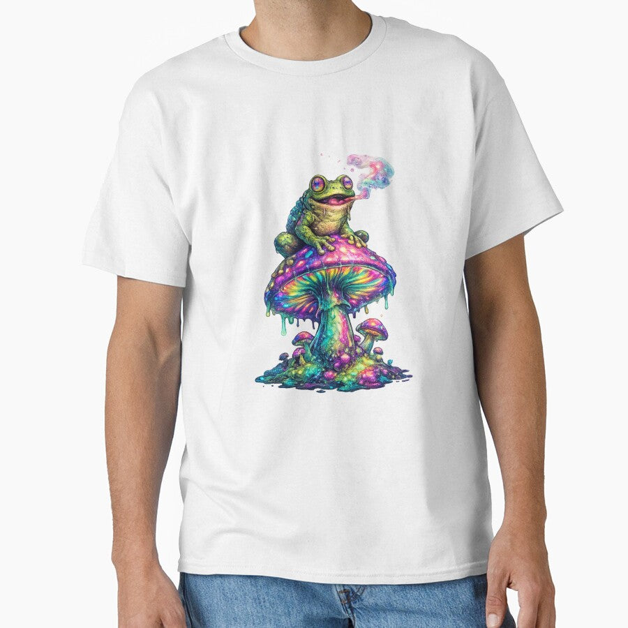 Psychedelic frog on a glowing mushroom by FroggyOnly