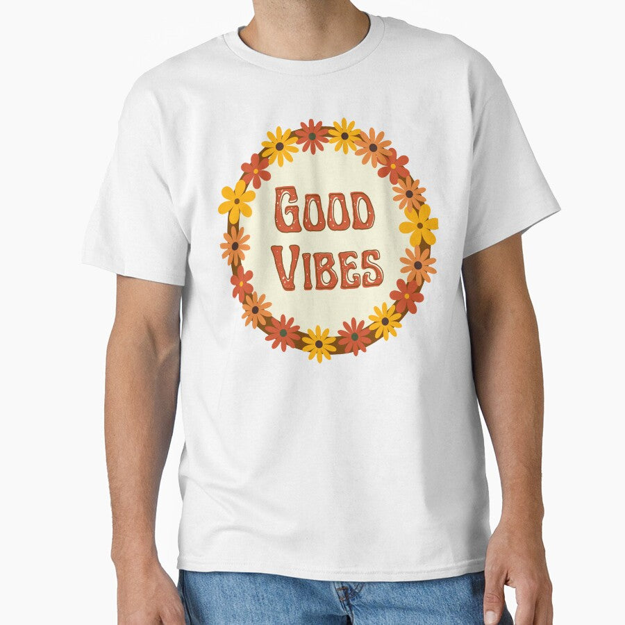 Good vibes hippie flowers grey by DemonicGloom