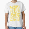 Modern Retro Liquid Swirl Abstract Pattern in Pastel Yellow Tones by kierkegaard