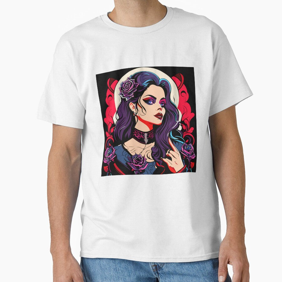 Gothic Beauty Girl with Purple Roses – Dark Romantic Art by bgrzblkdigital
