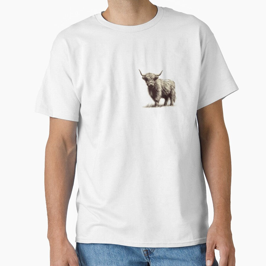 Scottish Highland Cow Abstract Retro Sketch by MaedK