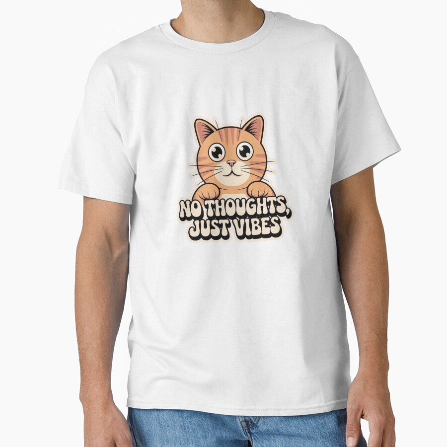 No Thoughts Just Vibes Orange Cat Sticker | Funny Cat Lover Gift by RICHYON