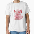 Cute Pink Axolotl Holding Heart Drink by kunsuriyapaisan Paranee