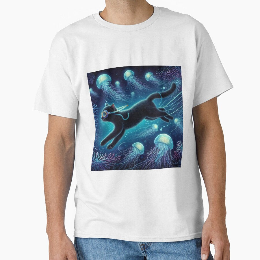 dance of the jellyfish during a black cat's swim by Zelda50