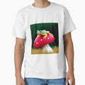 Green Tree Frog Sitting On An Amanita Muscaria Mushroom - Santa Claus Mushroom Psychedelic by AlanPhotoArt