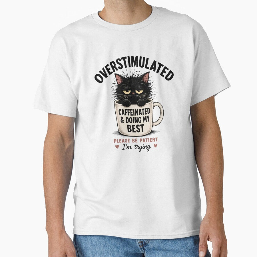 Overstimulated Cat Funny Gift for Coffee Lover Introverts by Vibrantdream