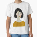 Minimalist Elegance: Black-Haired Woman Art Print by DepartToArt