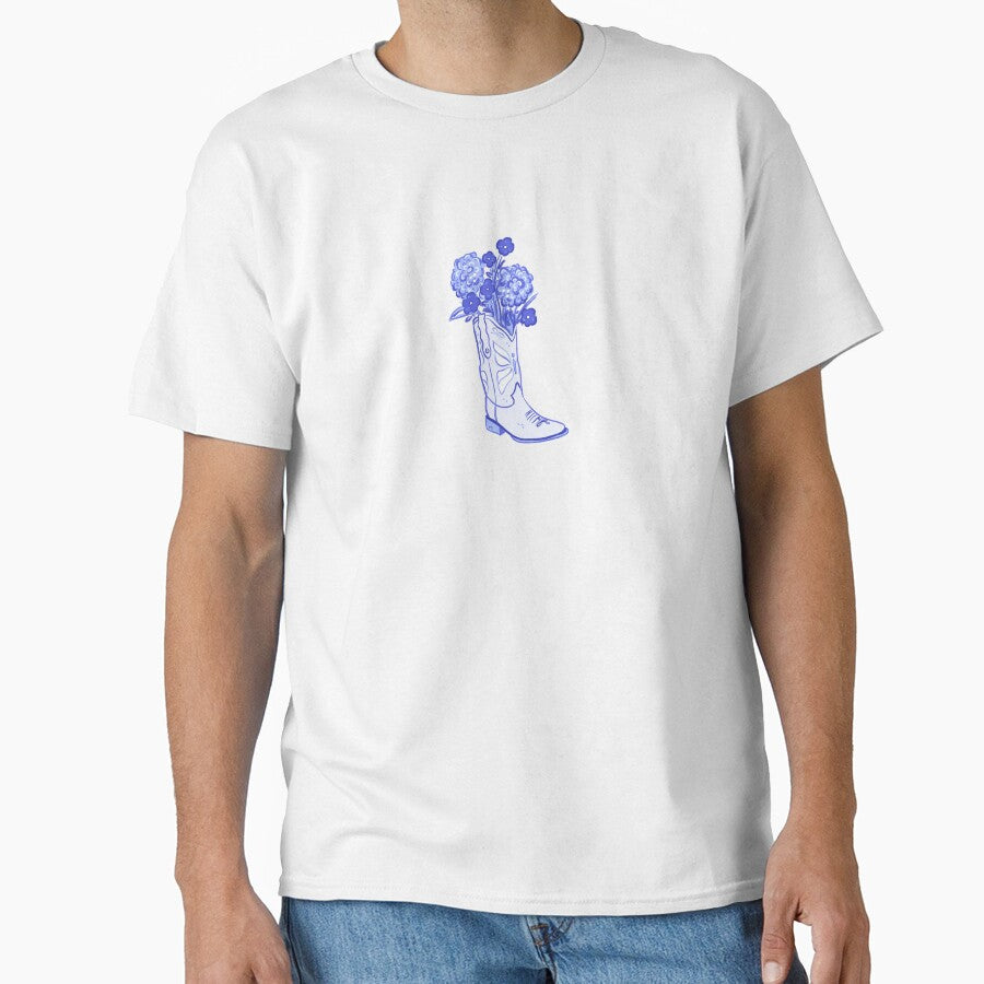 Coquette blue cowgirl boot with flowers by rizdrawings