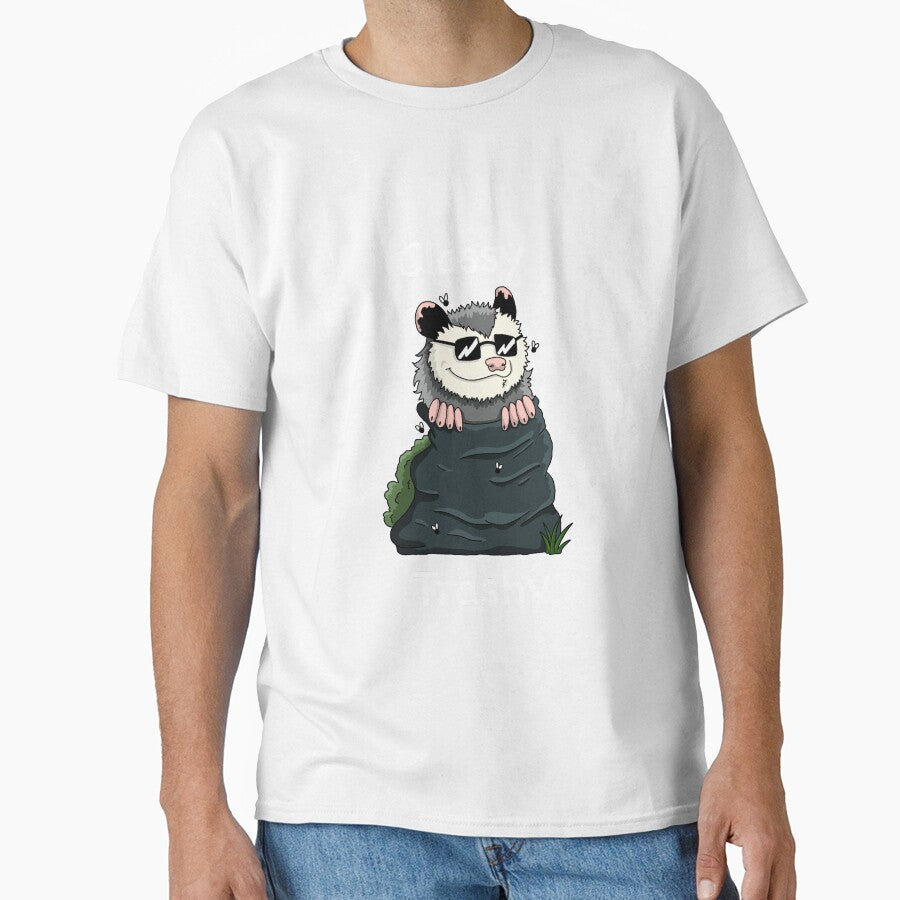 Opossum in trash bag with text "Classy Trashy" by christmas-lady