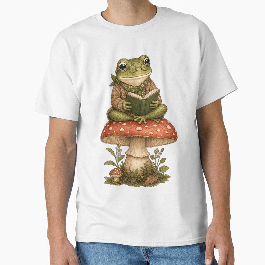 Cute Reading Frog on Mushroom by puredevn