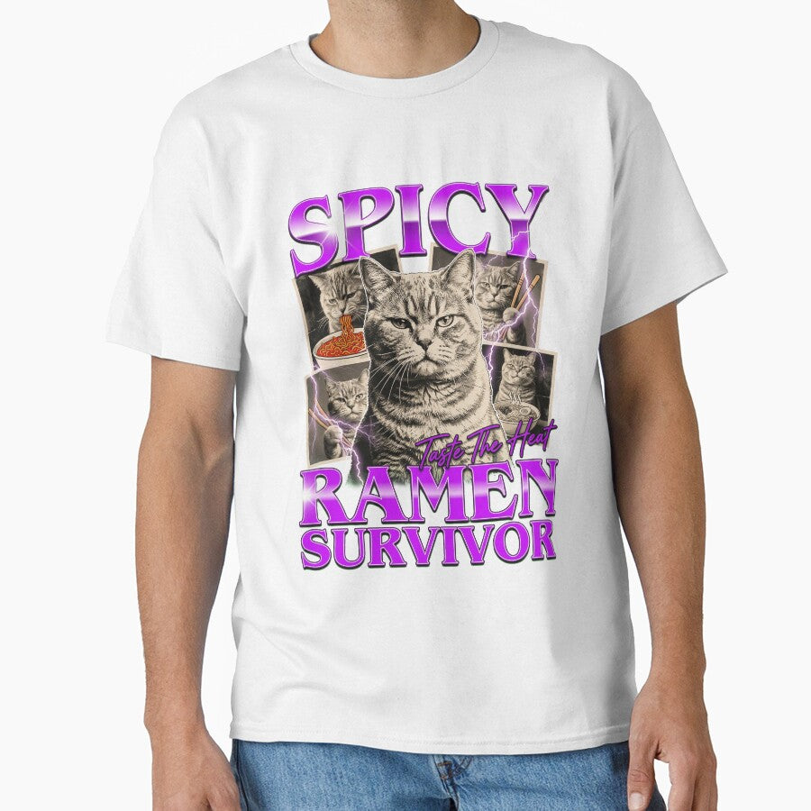 Spicy Ramen Survivor Retro Cat - Cat Ramen Bootleg Style Funny Meme by Bongocomic
