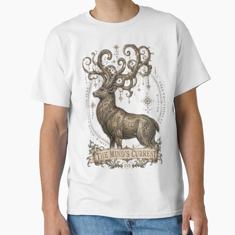 The Mind's Current - Ancient Celestial Stag & Occult Etching by Horizon Prime