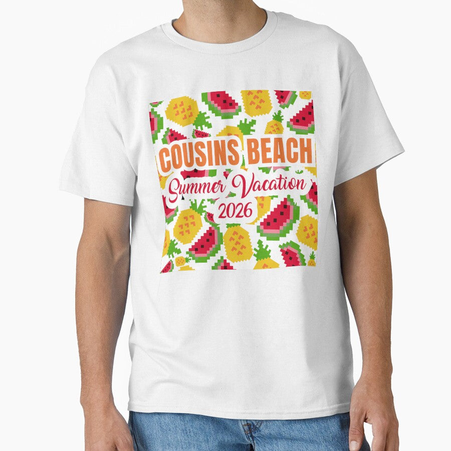 Cousins Beach Summer Vacation 2026 Pixel Art Fruit Pattern by PixelWaveBD